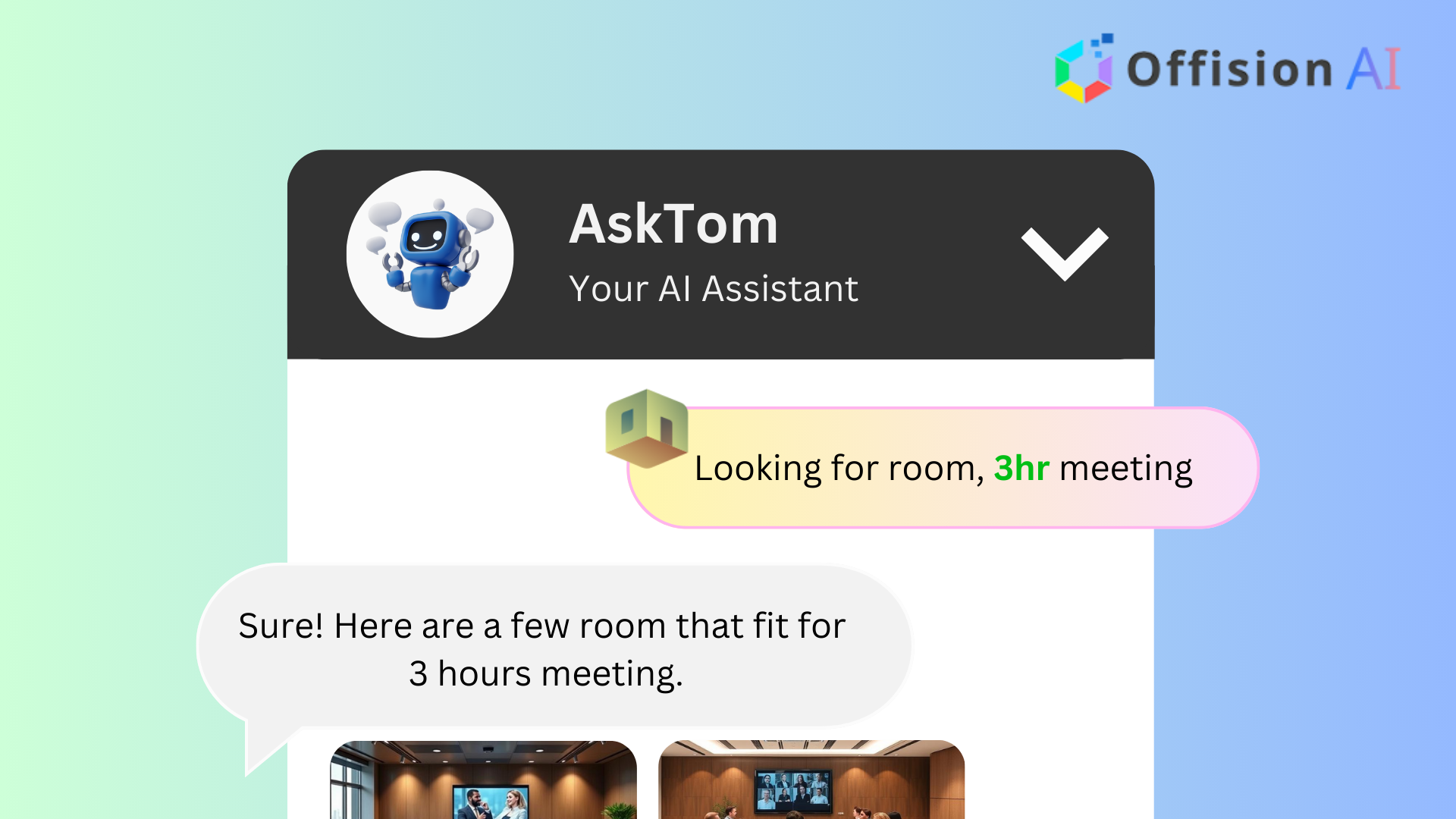 Find Room and Desk by Talking to AI Assistant