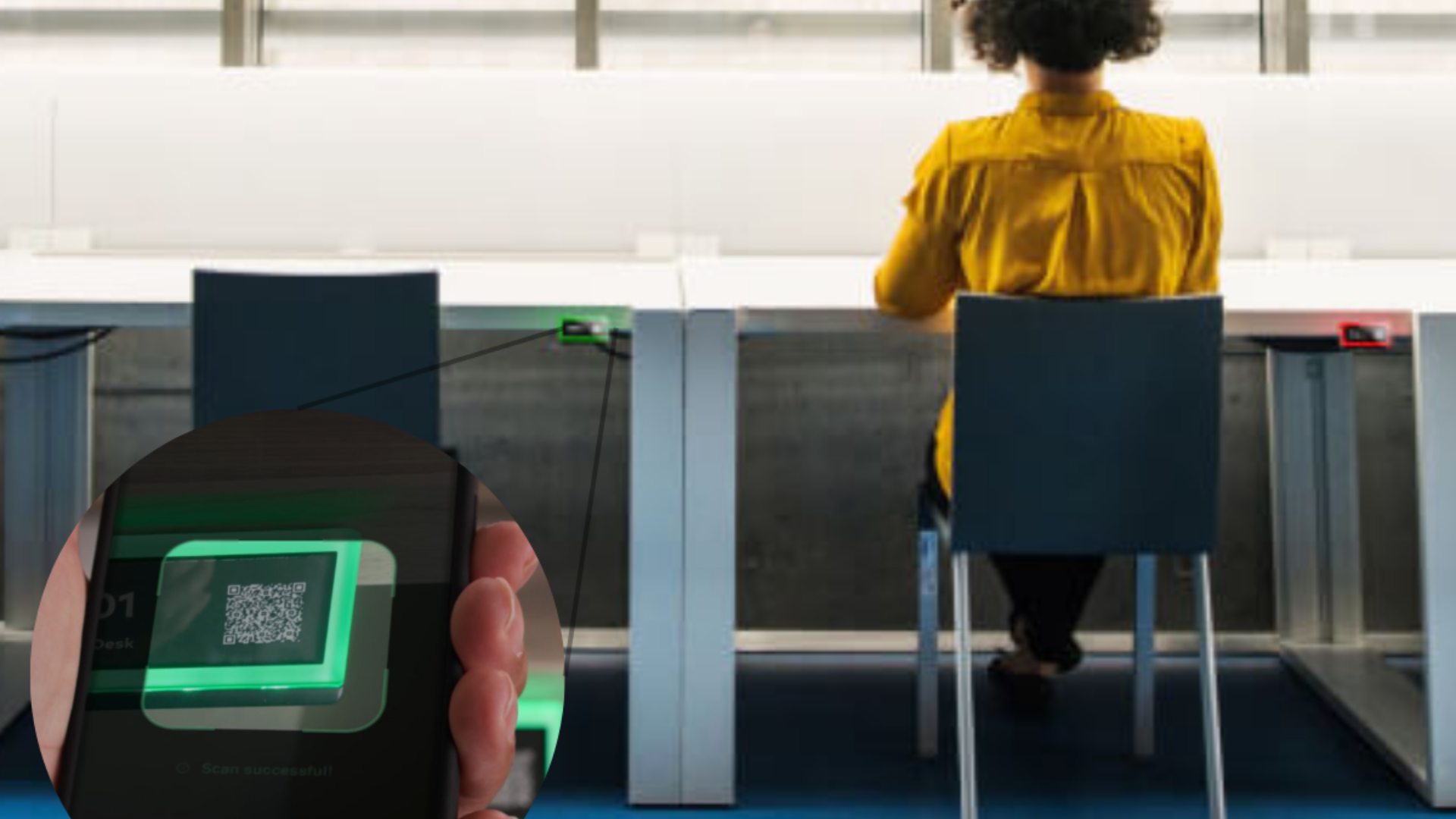 To start booking, scan QR Code on the desk