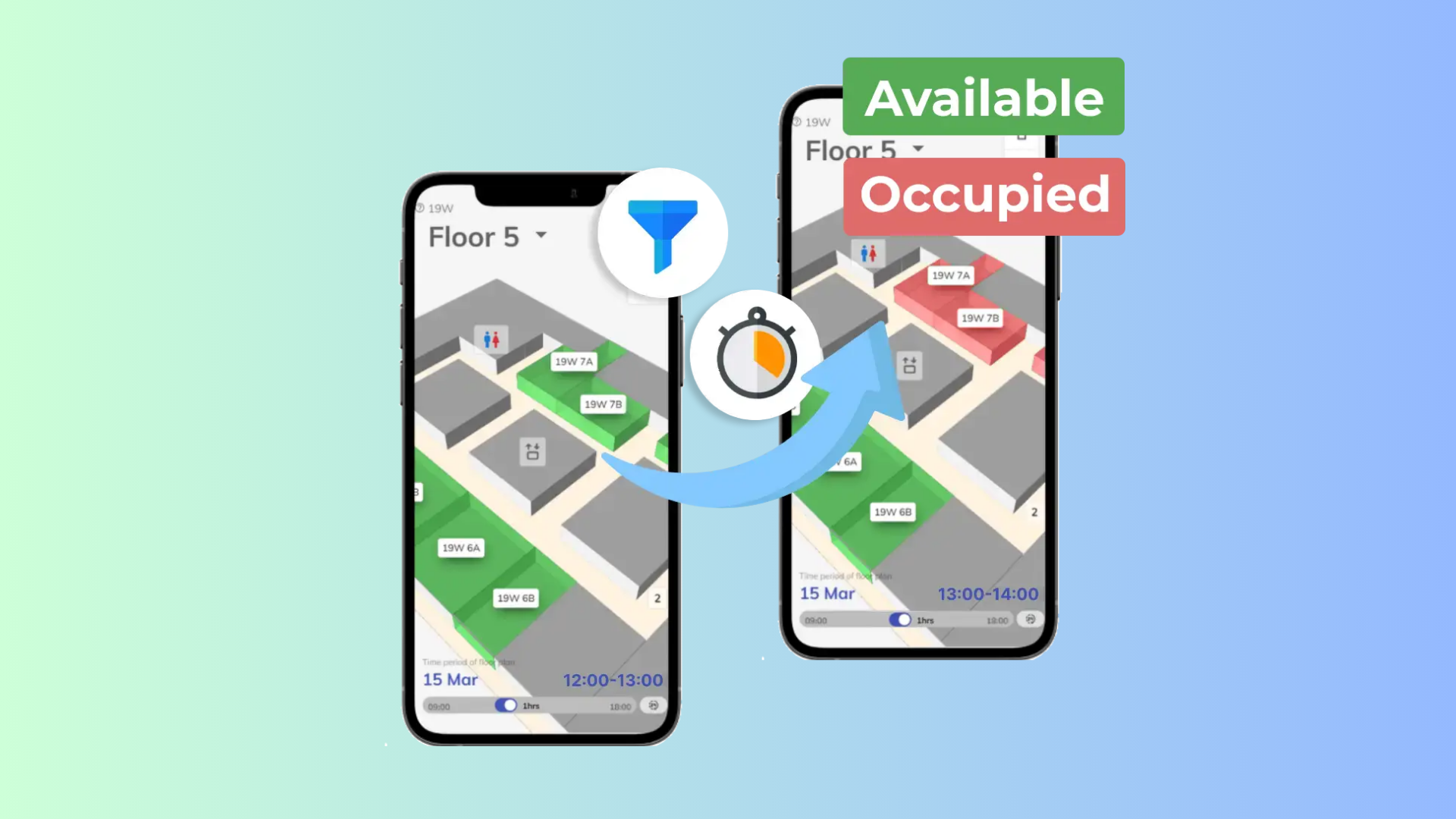 Resource status display on 3D floor map