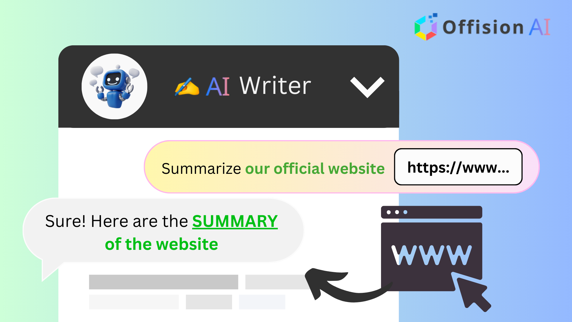 Summarize Websites with Offision AI Assistant