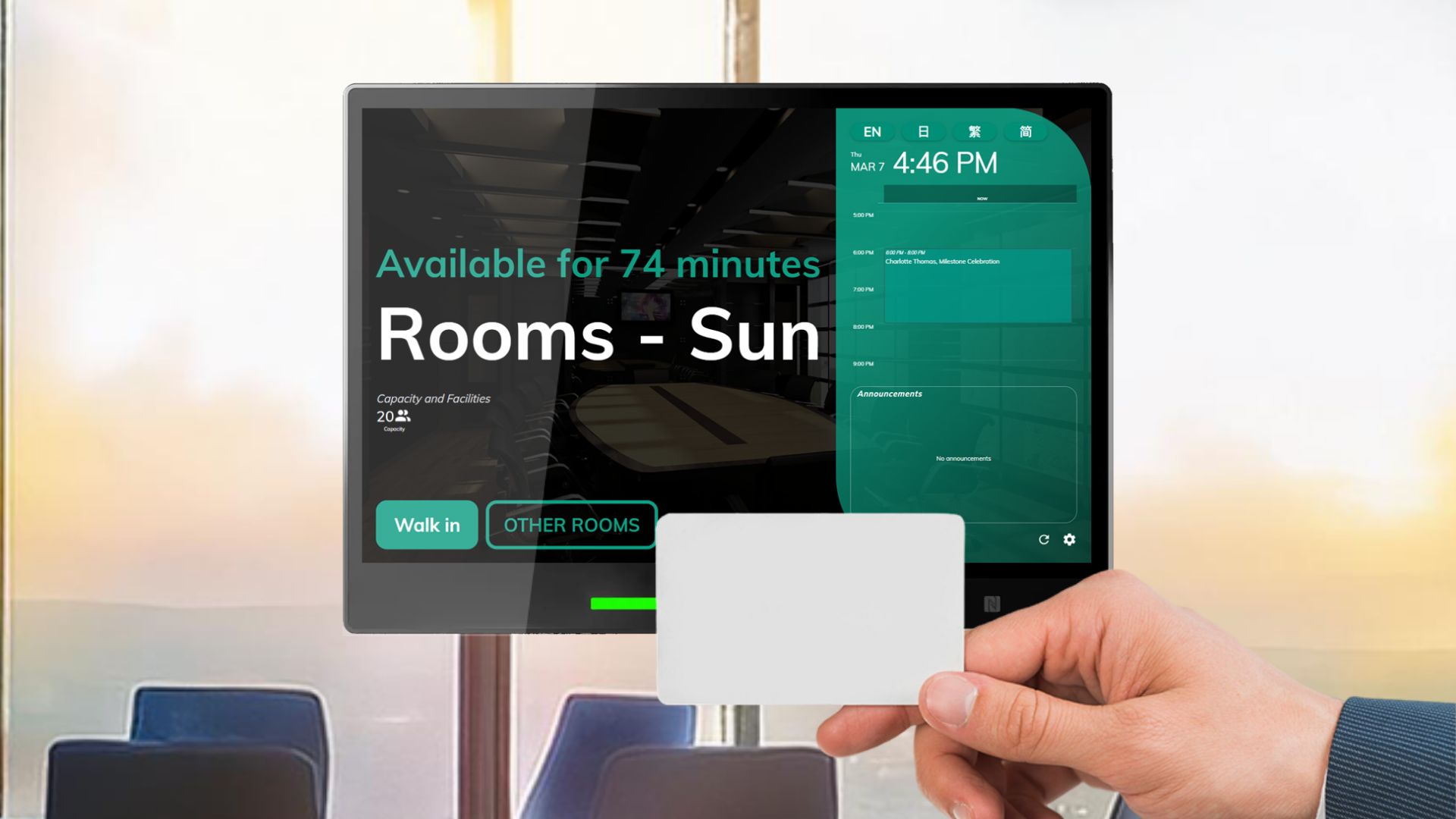 NFC staff card user Identification via Booking Panel